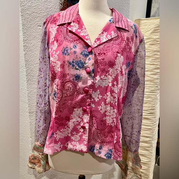 Taylor G Pink and Purple Floral Blouse - Picture 4 of 4